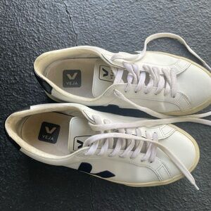 Veja White and Black Lace-Up Sneakers